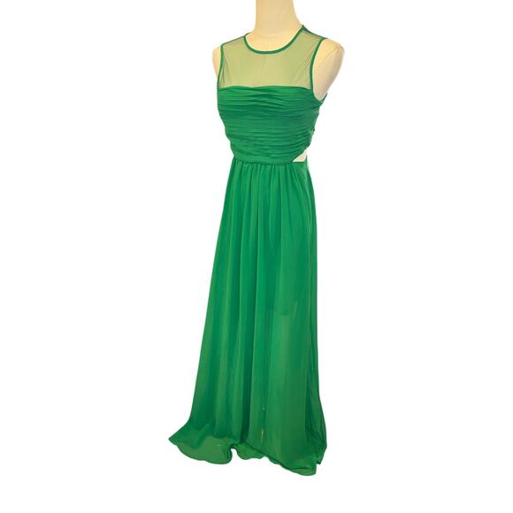 Soloiste Dresses & Skirts - Soloiste "Jena" Illusion Yoke Sleeveless Maxi Dress Green XS